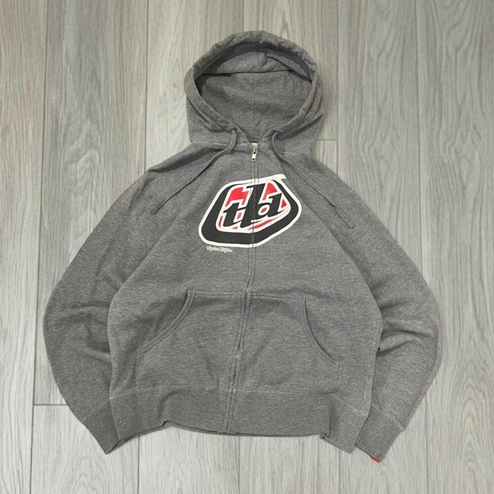 Vintage Grey Troy Lee Designs zip up hoodie Mens Medium
